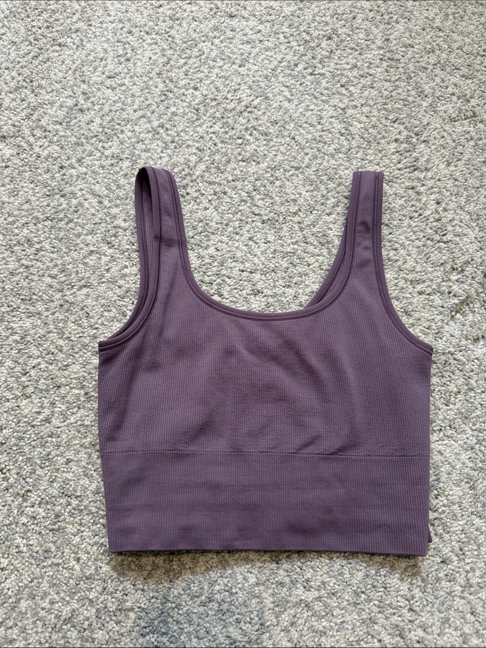 Mauve Ribbed Scoop Neck Crop Tank
